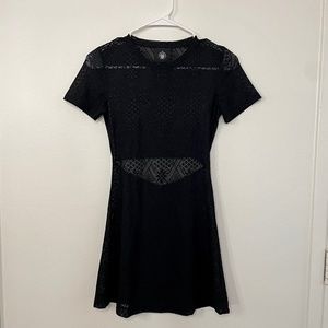 Black Sheer Patterned Mini Dress - Festival Wear